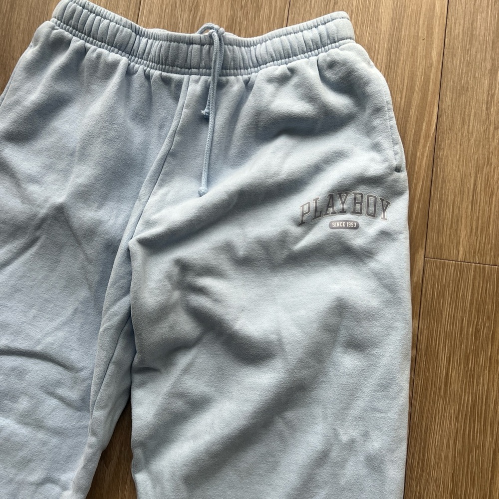 PLAYBOY Sky Blue Sweatpants Size S - Picture 3 of 5